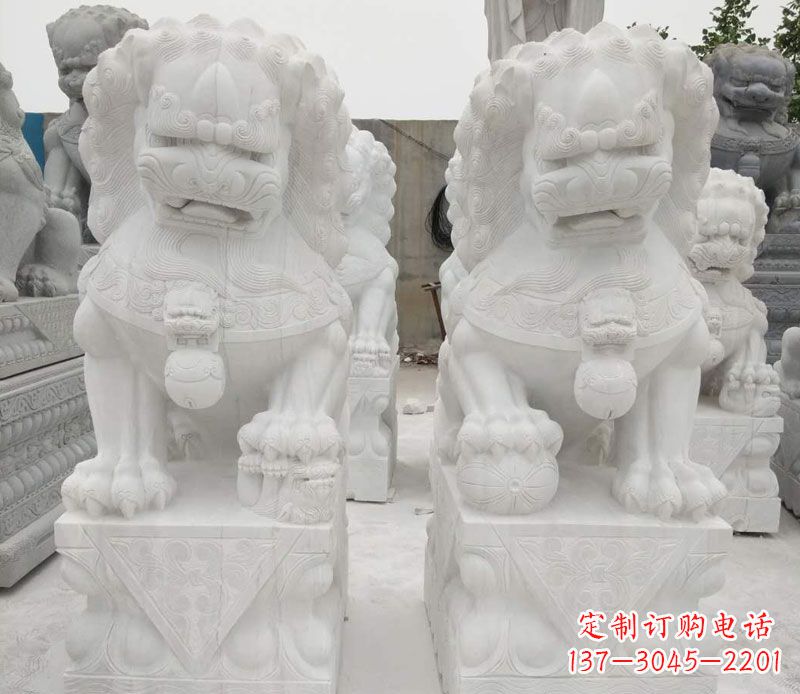 广东踩球狮子门口镇宅石雕 (2)