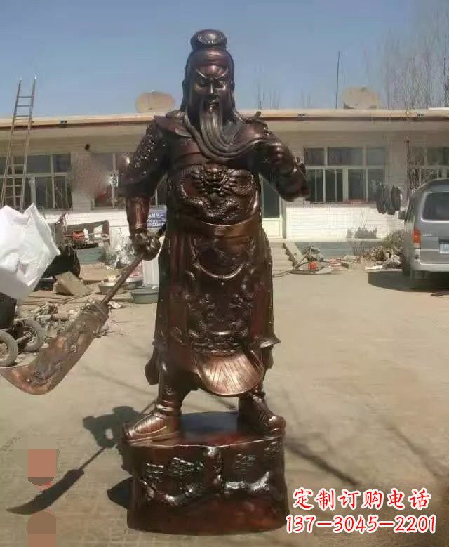 广东持刀关公铜雕