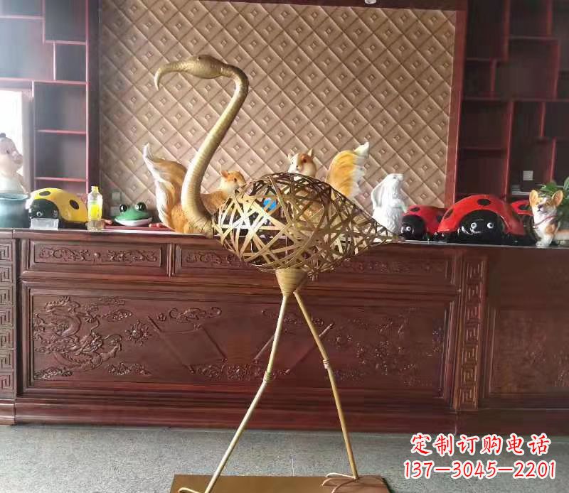 广东抽象编织火烈鸟铜雕