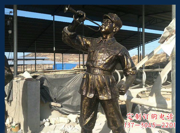 广东冲锋号雕塑永远记住八路军