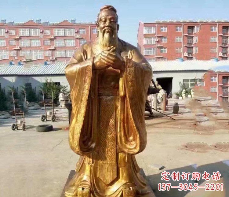 广东纯铜校园古代孔子人物铜雕塑