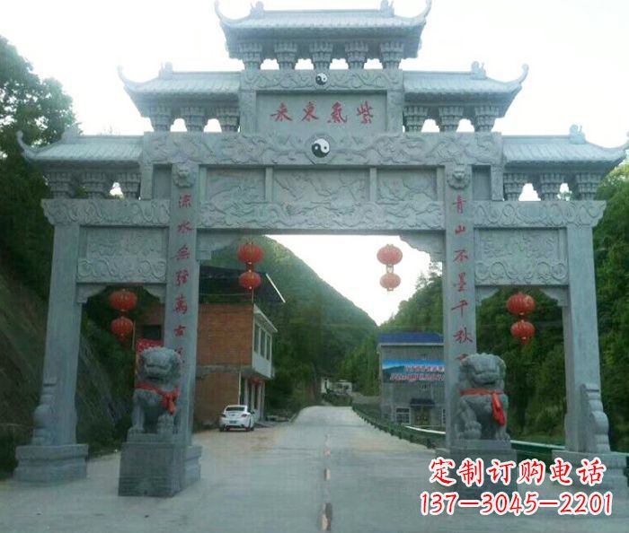 广东村口三门石雕牌楼 (3)