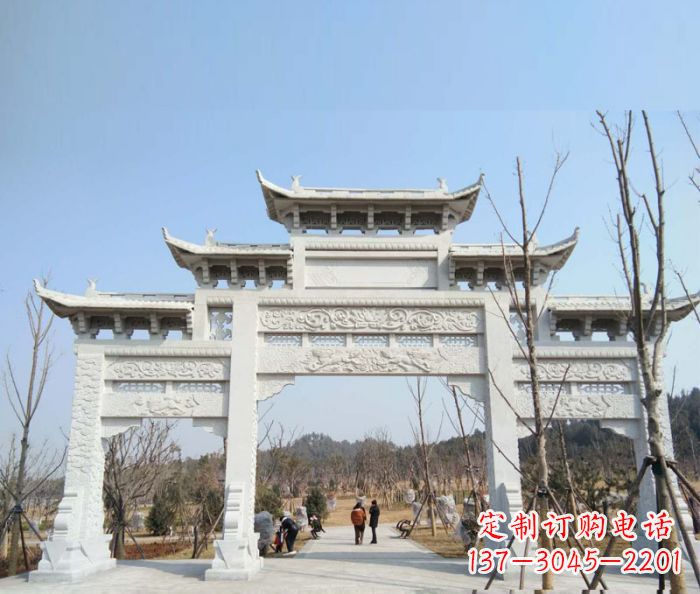 广东村口三门石雕牌楼 (6)