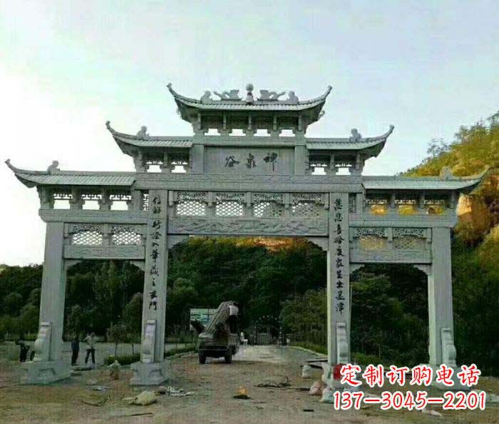 广东村口三门石雕牌楼 (5)