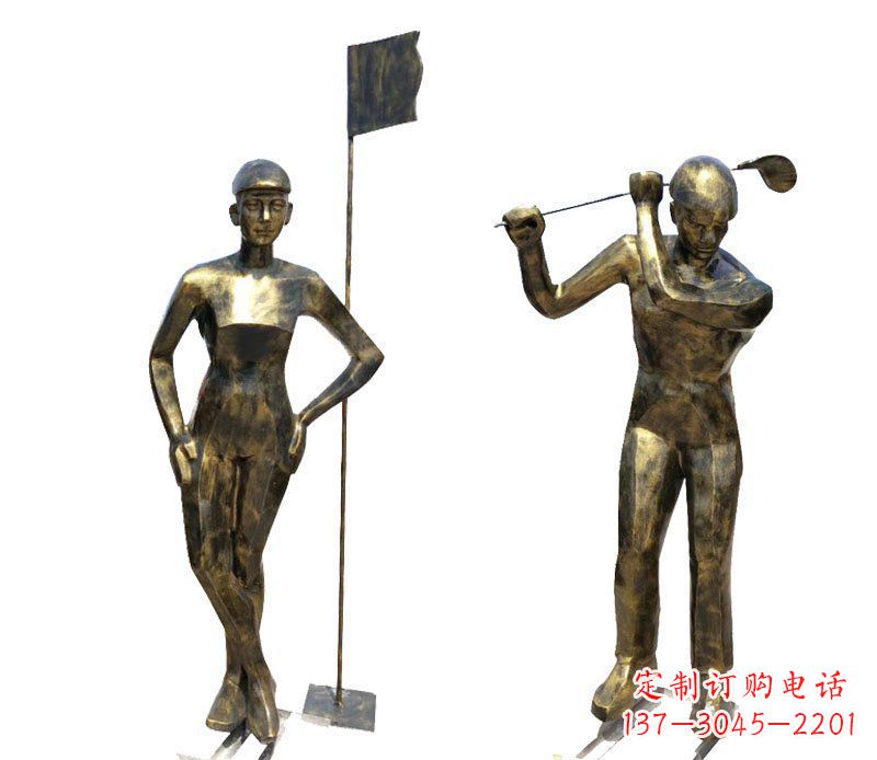 广东打高尔夫人物广场景观铜雕摆件
