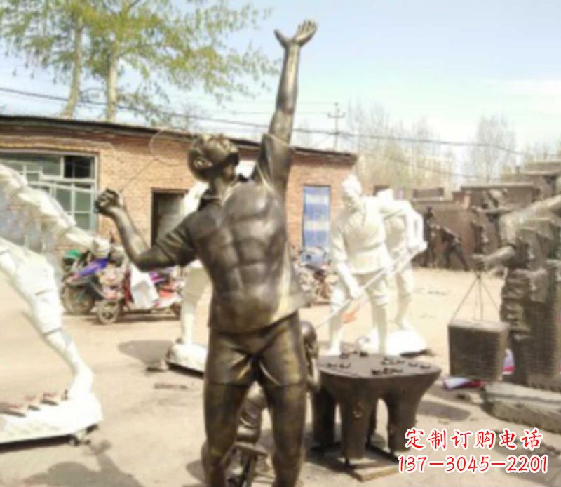 广东打羽毛球公园人物铜雕