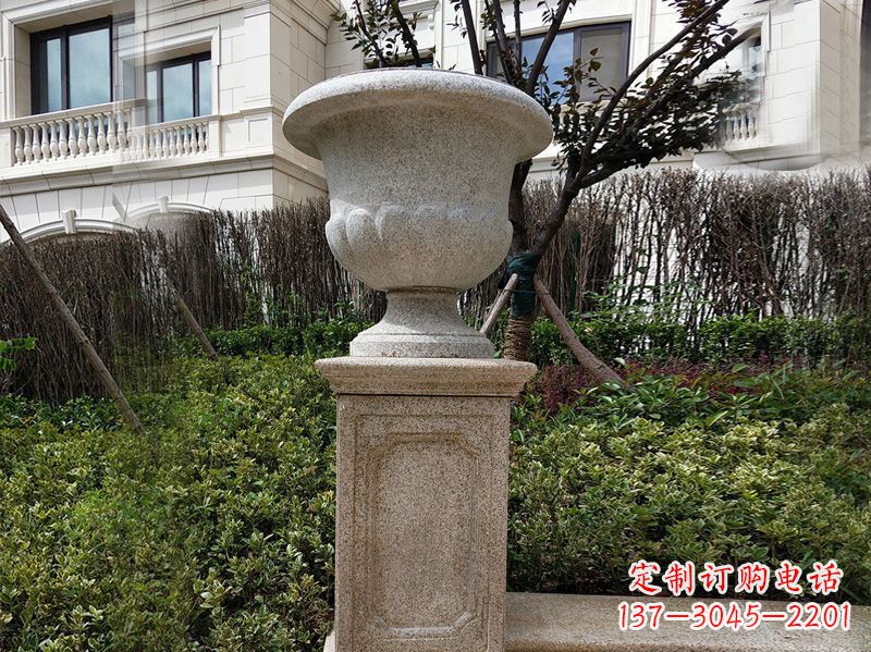 广东大理石花钵小区花盆石雕