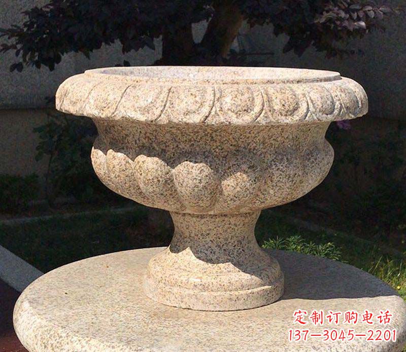 广东大理石花钵公园花盆石雕