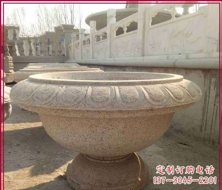 广东大理石花盆公园石雕