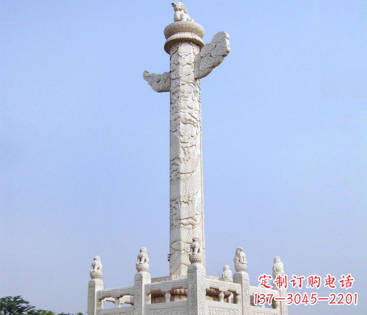 广东大理石华表广场盘龙柱石雕