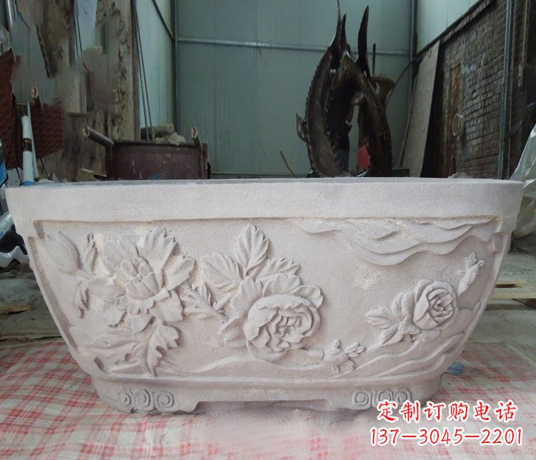 广东大理石景观花盆雕塑