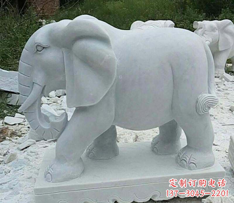 广东大理石卷鼻大象雕塑