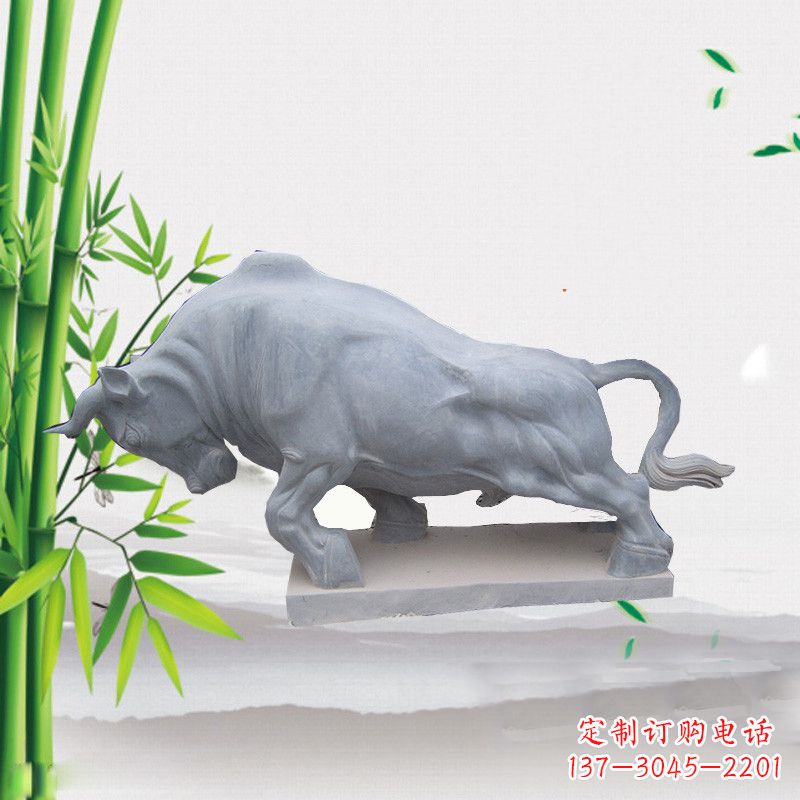 广东大理石开拓牛劲牛动物雕塑