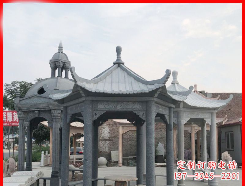 广东大理石六角凉亭公园石雕 (5)