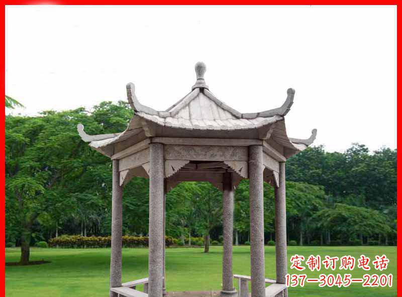 广东大理石六角凉亭园林景观石雕