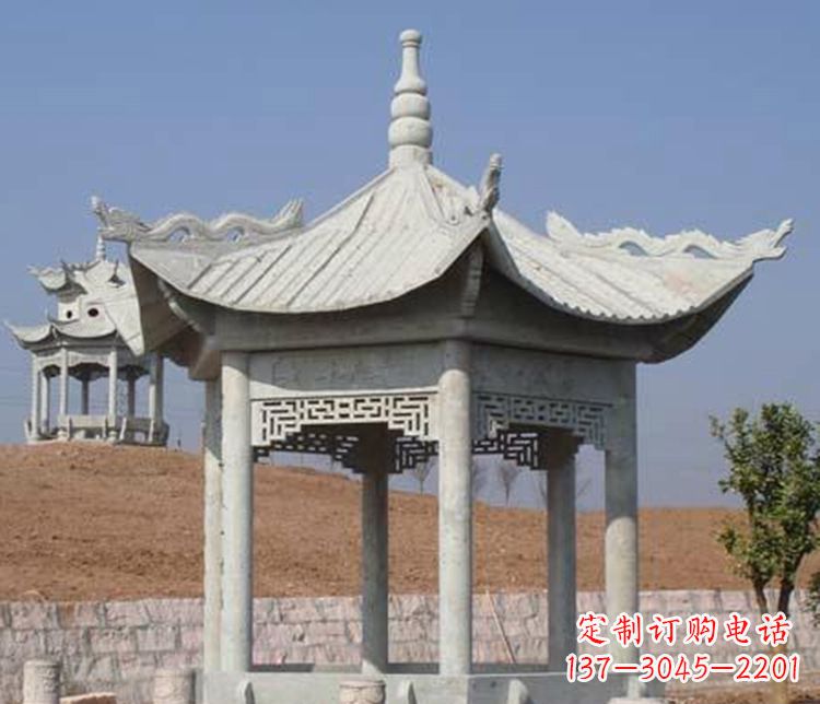 广东大理石六角凉亭石雕 (3)