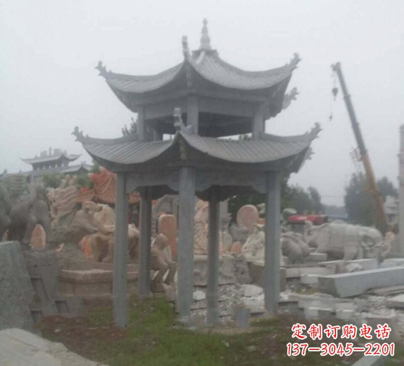 广东大理石六角凉亭石雕