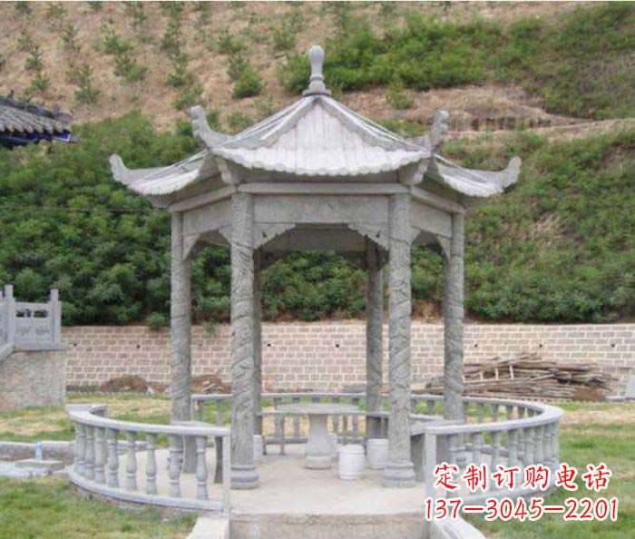 广东大理石六角石雕凉亭 (2)