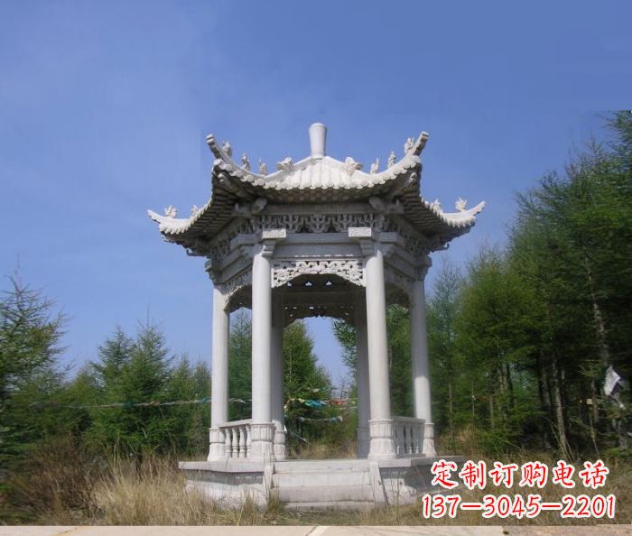 广东大理石六角石雕凉亭 (3)