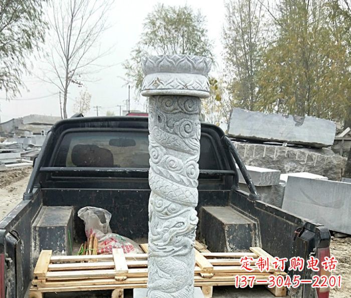 广东大理石盘龙柱石雕