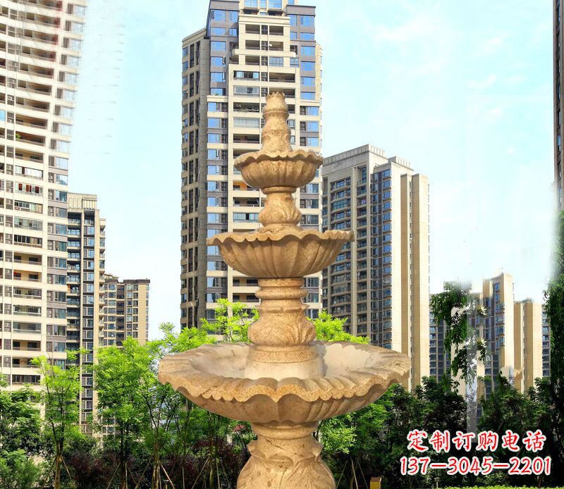广东大理石三层喷泉公园石雕 (2)