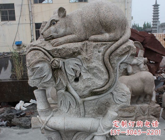 广东大理石生肖鼠石雕