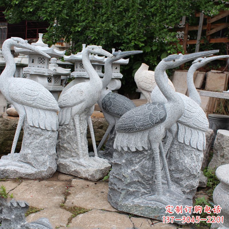 广东大理石石雕仙鹤雕塑