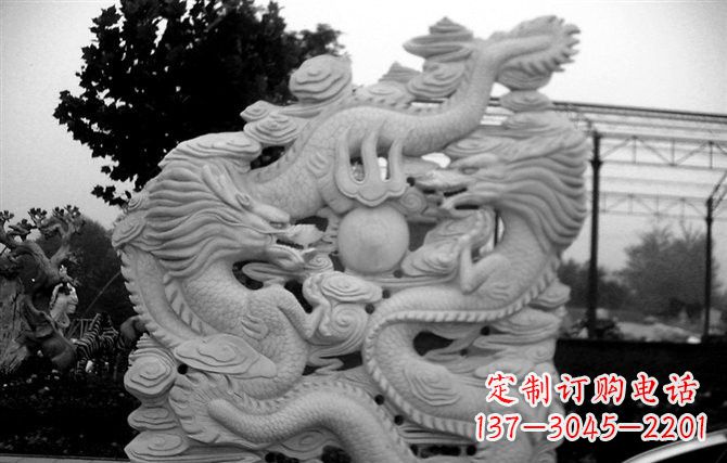 广东精美大理石双龙雕塑
