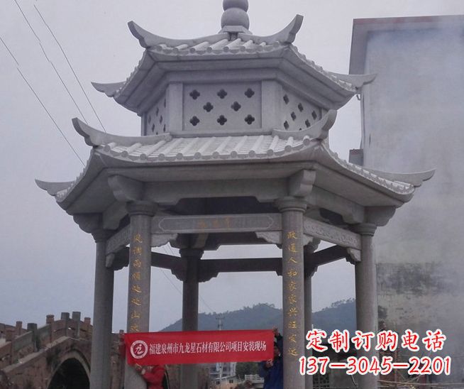 广东大理石双层石雕凉亭——独特的艺术结晶