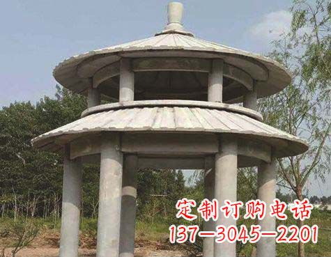 广东大理石双层圆顶凉亭石雕