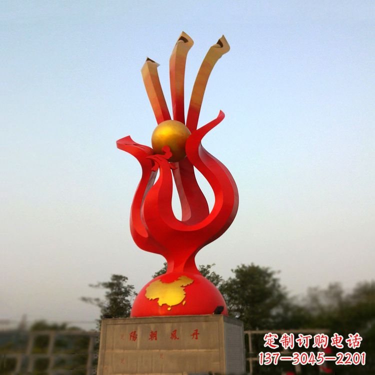 广东丹凤朝阳不锈钢凤凰雕塑-公园神兽标识景观雕塑
