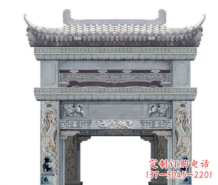 广东单门村口石雕牌坊 (2)