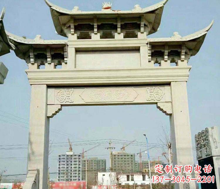 广东单门道路牌坊石雕
