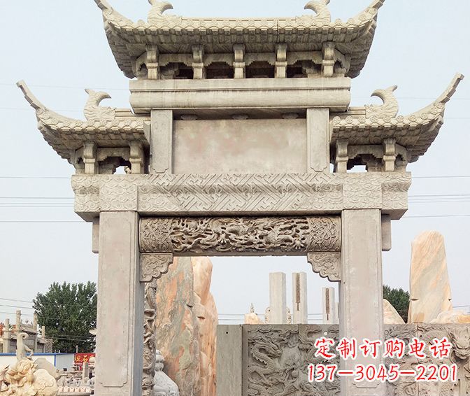 广东单门大理石牌坊石雕
