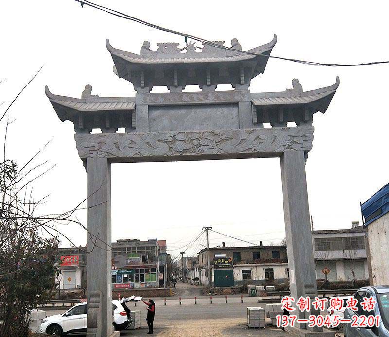 广东单门大理石牌坊石雕_1