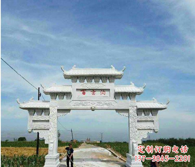 广东单门石牌坊石雕_2