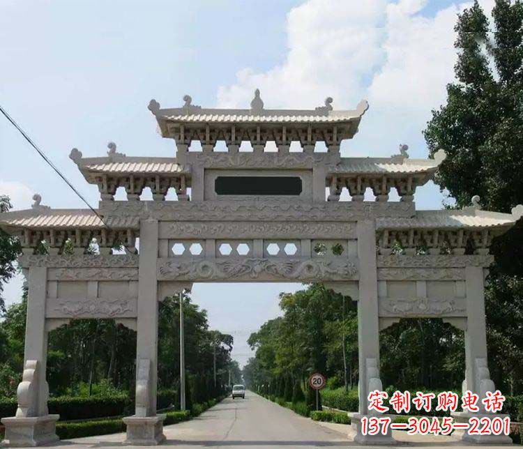 广东道路三门牌坊石雕