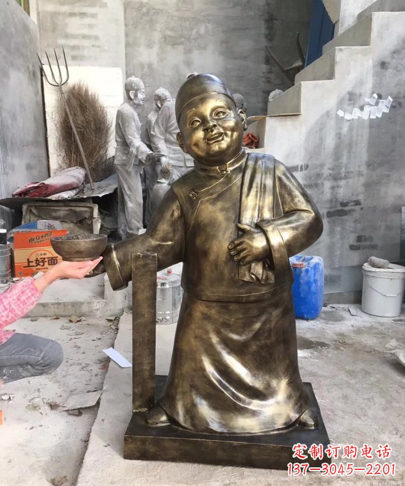 广东店小二铜雕——精美精致的人物雕塑