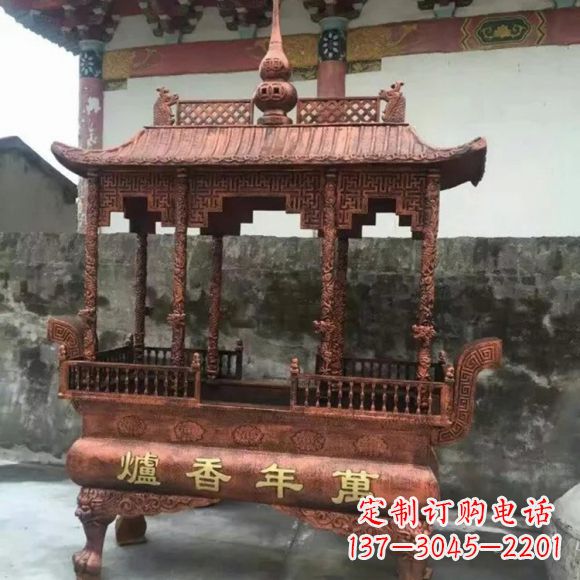 广东雕刻蝙蝠铜香炉