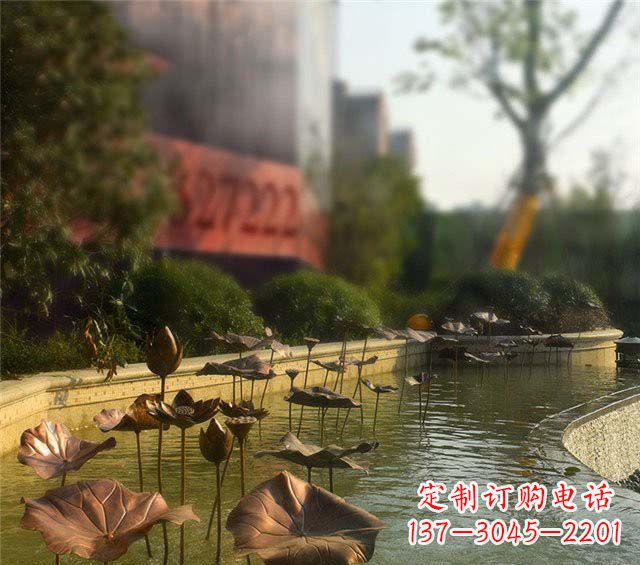 广东荷叶风情传承——锻铜荷花荷叶小区景观雕塑