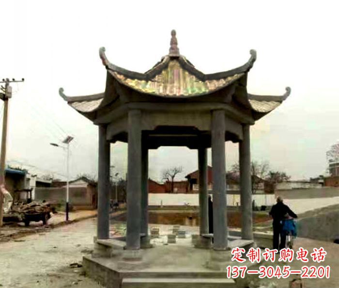 广东仿古六角凉亭石雕 (3)