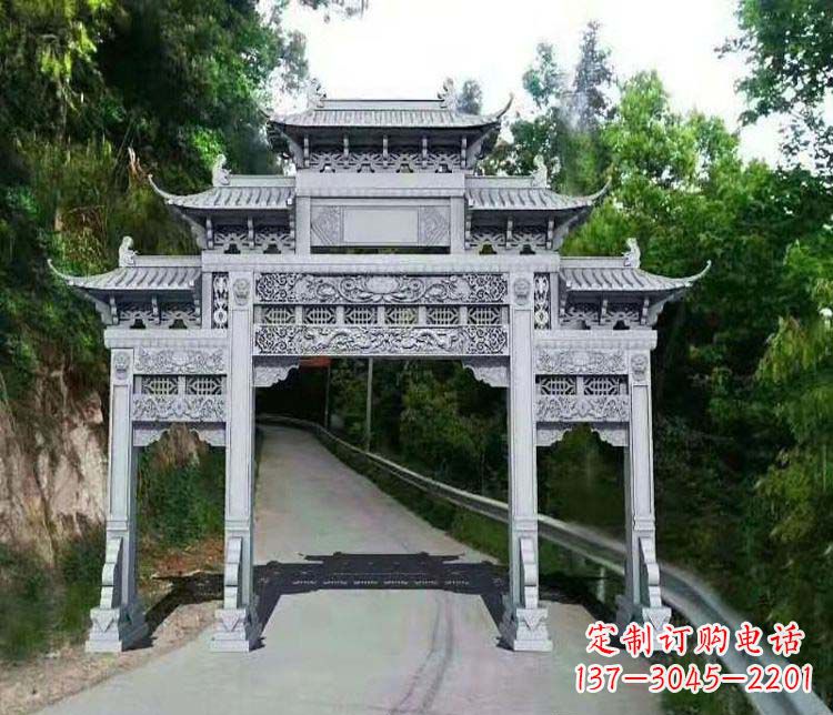 广东仿古三门牌坊石雕