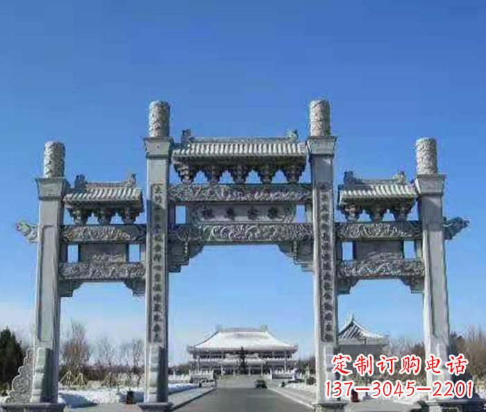 广东仿古三门石牌坊 (2)