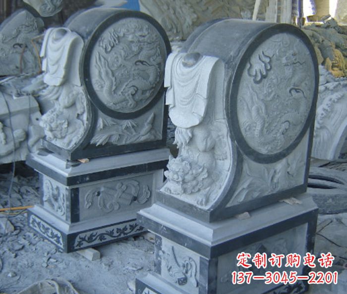 广东仿古石门墩招财抱鼓石