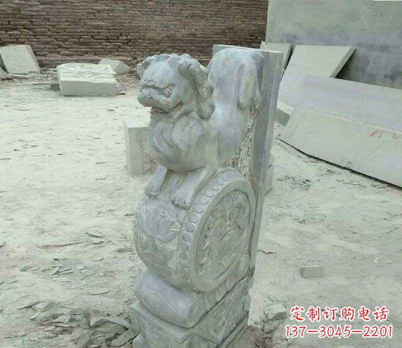 广东仿古石门墩招财抱鼓石石雕