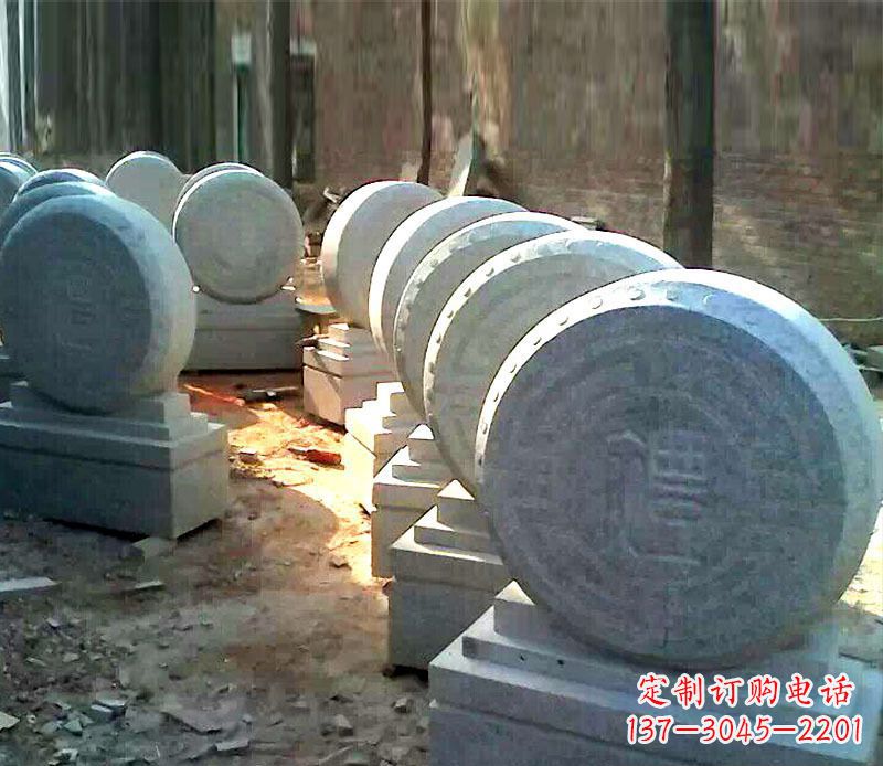 广东仿古石门墩招财抱鼓石石雕 (2)