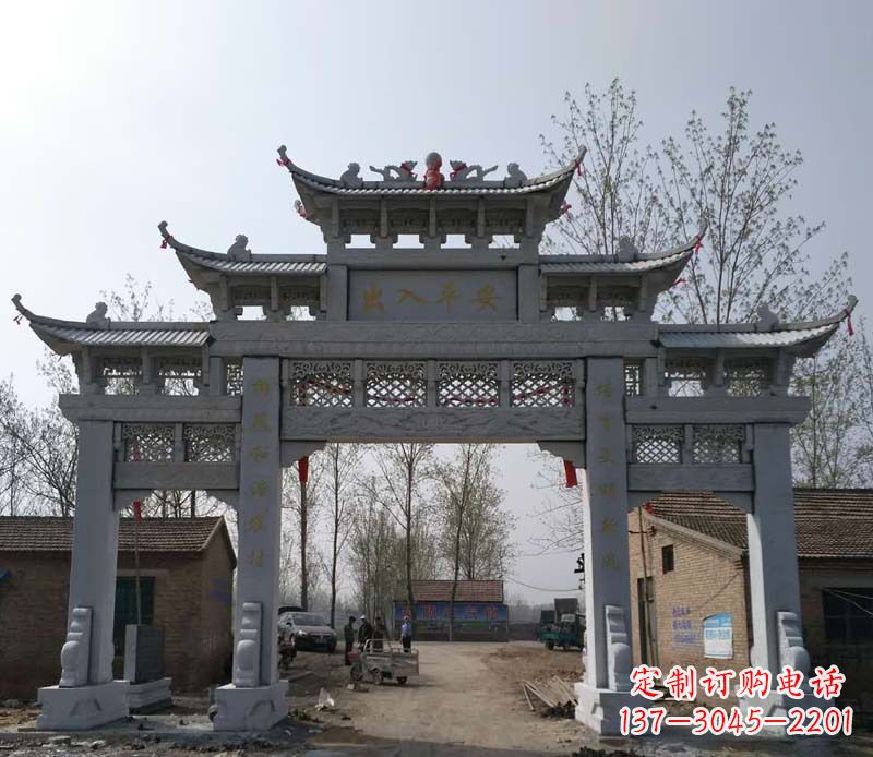 广东仿古石牌坊石雕 (2)