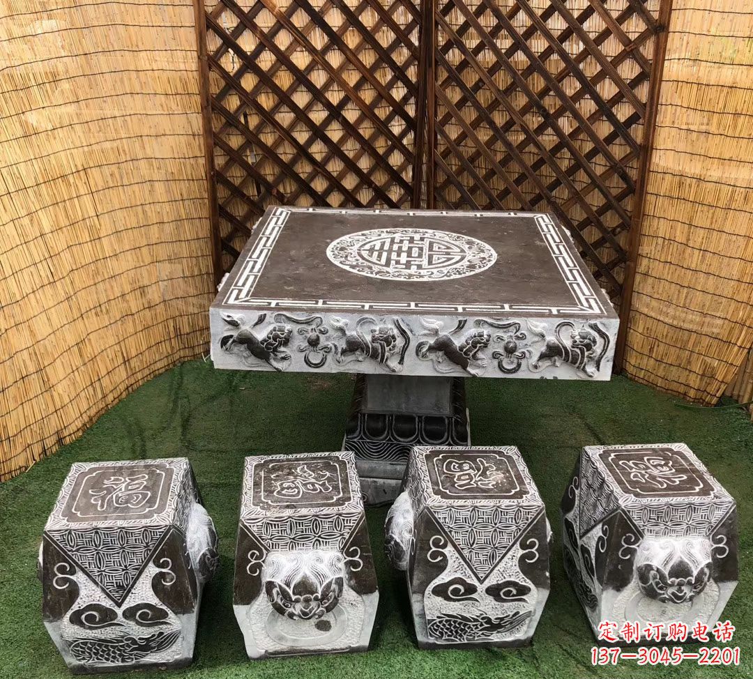 广东仿古石桌凳公园景观石雕