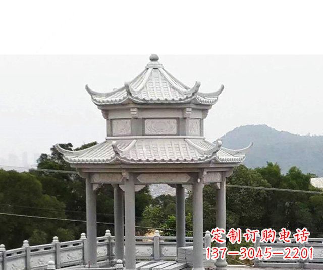 广东仿古双层石雕凉亭