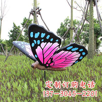 广东仿真蝴蝶_紫蓝黑款100x95x60
